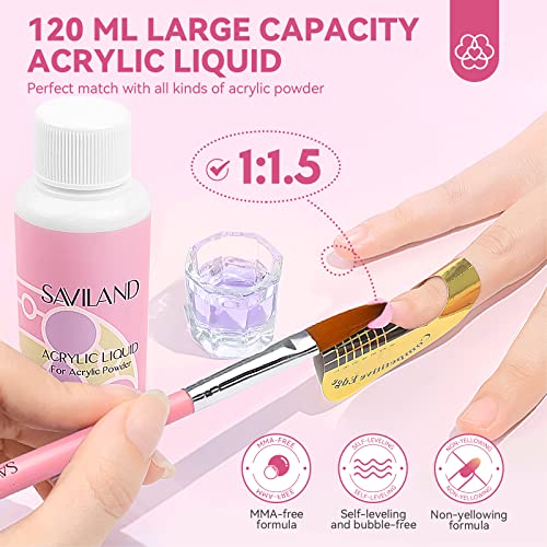 SAVILAND Acrylic Nail Kit with Everything: Nails Kit Acrylic Set For Beginners with Gel Polish U V Lamp Nail Decoration Starter Professional Nail Supplies DIY Home Salon