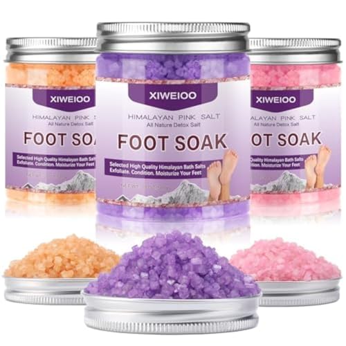 Himalayan Pink feet soka Salt 3 Set Kit Lavender Scent Orange Scent Rose Scent Foot Soak Salts with Epsom Set-Foot Athletes Foot spa Itching,Foot Bath Salt Tea Tree Oil Foot Care