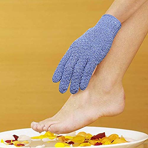 Evridwear Exfoliating Dual Texture Bath Gloves for Shower, Spa, Massage and Body Scrubs, Dead Skin Cell Remover, Gloves with Hanging Loop (2 Pairs Heavy)