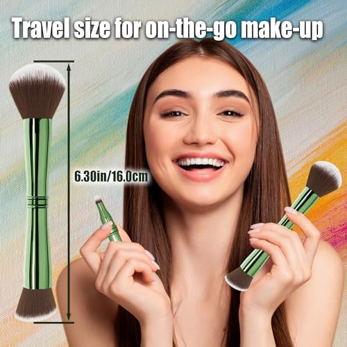 4 in 1 Makeup Brush, Travel Makeup Brush Set with Case, Mini Makeup Brushes, Powder Foundation Brush, Concealer Brush, Eyeshadow Brush, Dual Ended Makeup Brush for Liquid,Cream, Powder
