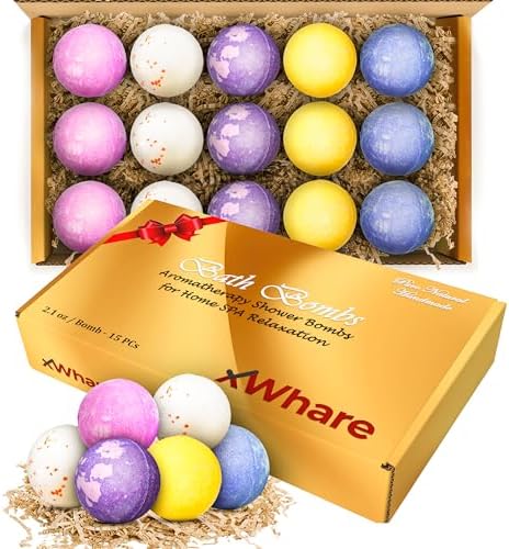 15 XXL Bath Bombs for Women Relaxing - Handmade Kids Bath Bomb Set with Shea, Coco Butter & Essential Oil for Skin Moisturizing - Perfect for Bubble Spa Bath - Gift for Her/Him, Girls, Wife, Mother