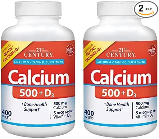 21st Century Calcium 500 mg Plus D3 Tablets, 400 Count (Pack of 2)