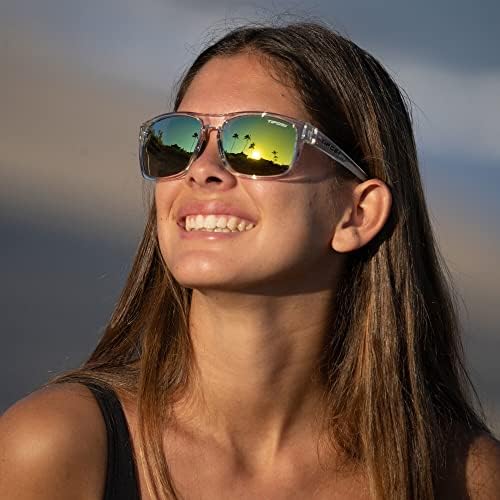 Tifosi Optics Swick Sunglasses Bundle with Case and Eyewear Straps (Crystal Clear/Smoke Yellow Mirror)