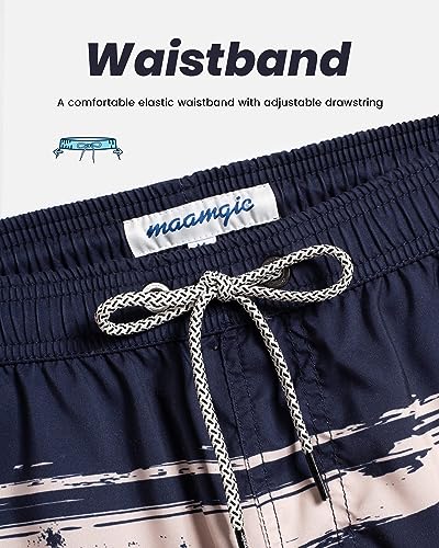 maamgic Mens Swim Trunks Quick Dry Swim Shorts with Mesh Lining Funny Swimwear Bathing Suits 0455-Navy X-Small