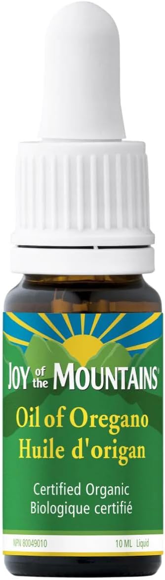 Joy of the Mountains Oil of Oregano Liquid With Dropper cap | Wild Mediterranean, Certified Organic Oil of Oregano | 10ml - 0.34 fl. oz. Liquid (Pack of 1 Bottle)