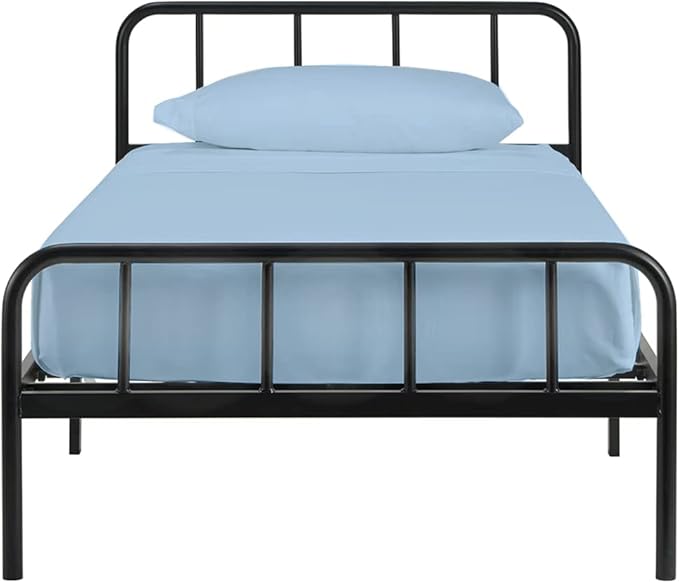 4 PC Cot Sheets 30x75, 100% Cotton Fitted Cot Sheet- Perfect for Narrow Twin/Rv Bunk/Camping Cot/Guest Bed Replacement, Sheets for Cot Bunk Bed-Fits Upto 6-8" Deep Mattress- Light Blue Solid