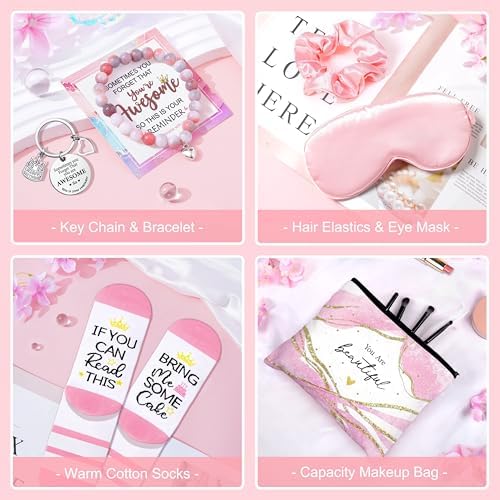 Birthday Gifts for Women, Happy Birthday Gifts Basket for Women Self Care Gift Get Well Soon Gifts, Rose Relaxing Spa Gift Basket with Beach Towel, Woman Birthday Gift for Sister Coworker Her Bestie