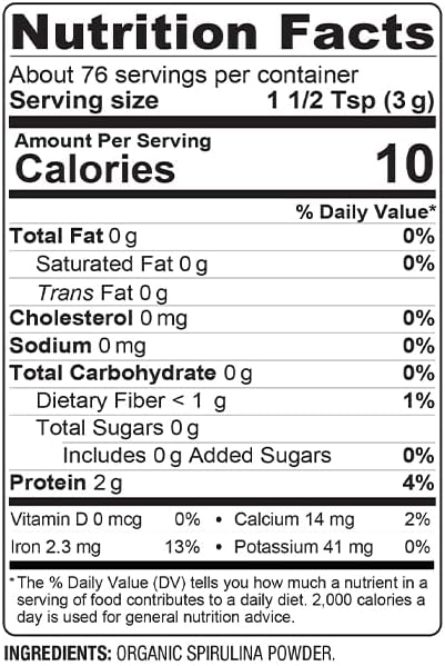 BareOrganics SPIRULINA Powder (Raw - Organic), 8 ounce (pack of 1)