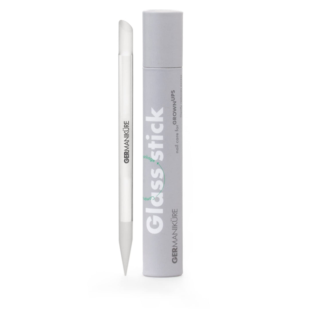 Germanikure Clear Glass Cuticle Stick In No Sleeve - Ethically Made In Czech Republic - Cuticle Pusher & Remover, Callous & Dry