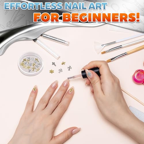 240 Pcs Silver and Gold Cross Nail Charms Bulk – 3D Silver and Gold Nail Charms Cross for DIY & Professional Manicures – Large-Pack for Creative Manicures with Shiny Crosses Accents
