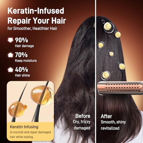 Dual-Voltage Curling Iron - 360° Airflow Styler Curling Iron 1 1/2 inch, Titanium Hair Straightener and Curler 2 in 1 for Women, for Lasting Curls, 4 Temps, Europe Travel 110V-240V