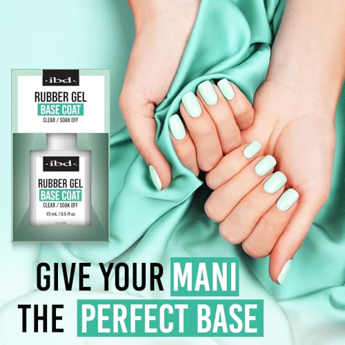 IBD Rubber Base Gel Polish, Base Coat – Clear Soak-Off Rubber Base Builder Gel for Nail Strengthening & Breakage Prevention, 0.5 fl oz
