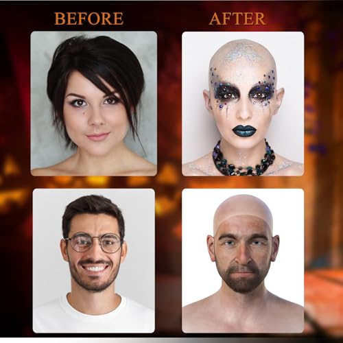 Latex Bald Cap SFX Makeup Kit,Bald Wig Cap with Skin Water-Based Acrylic Adhesive(Bonding Skin Glue) for Men Adult,Bald Caps Perfect for Halloween Costumes, Cosplay, and Theater