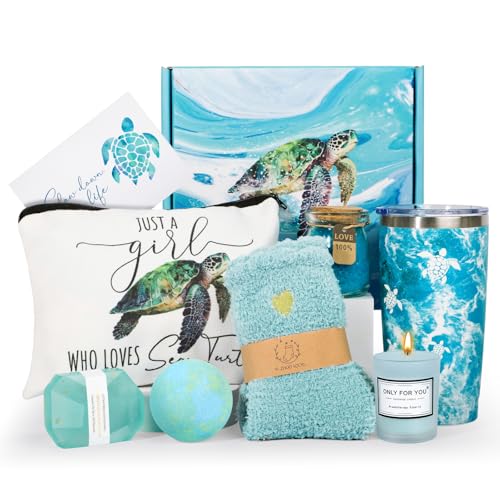 Sea Turtle Gifts for Women,Turtle Gifts Set for Turtle Lovers Turtle Gift Baskets Relaxing Spa Bath Gift Baskets Birthday Gifts for Women Gift Set for Her Sister Friends Mom Mother's Day