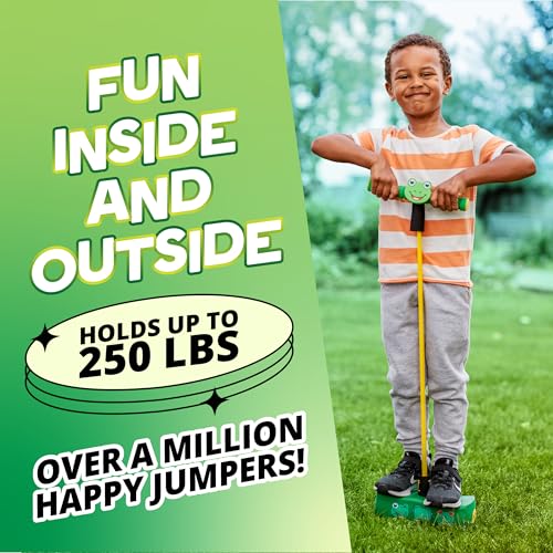 Flybar My First Foam Pogo Jumper for Kids Fun and Safe Pogo Stick for Toddlers, Durable Foam and Bungee Jumper for Ages 3 and up, Supports up to 250lbs (Frog)