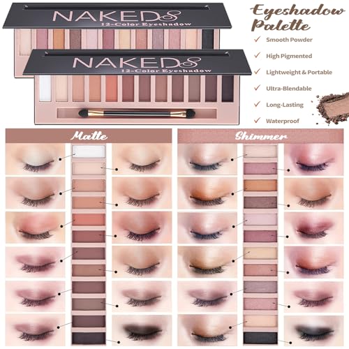 All in One Makeup Kit, Makeup Set Includes 12 Colors Eyeshadow, Foundation & Primer, Lipsticks, Eyeliner, Mascara, Contour Stick, Brow Soap, Makeup Brush & Sponges, Make Up Gift Kit for Women & Teens