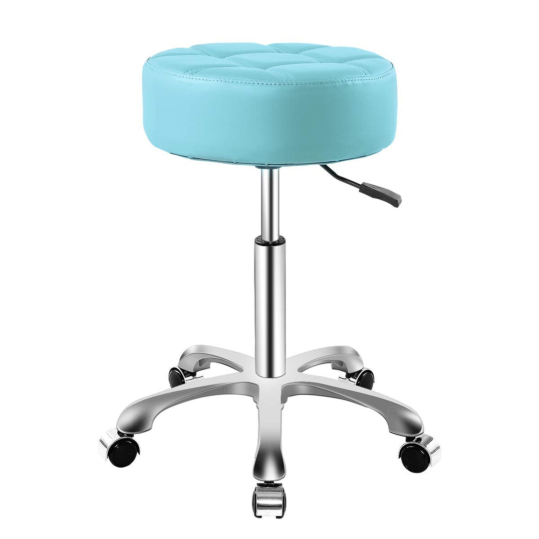 Rolling Adjustable Stool With Wheels For Work Medical Tattoo Salon Office,Swivel Desk Esthetician Hydraulic Stool Chair (Cyan)