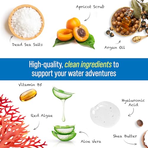 TRIHARD Chlorine Removal Body Wash and Lotion Set, Protects and Hydrates Sensitive Skin from Pool and Ocean, Pool Essentials for Pre and Post Swim Chlorine Skin Protection