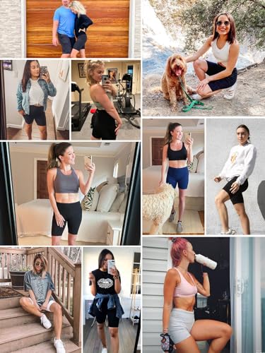 BALEAF Biker Shorts Women Yoga Gym Workout Spandex Running Volleyball Tummy Control Compression Shorts with Pockets 3" Navy Blue S