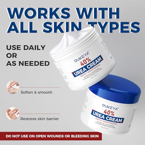 OUKEYA Urea Cream 40 Percent for Feet Maximum Strength,Foot Cream for Dry Cracked Heels and Feet,Urea Moisturizer,Foot Repair Cream,Foot and Hand Cream,5.29 oz