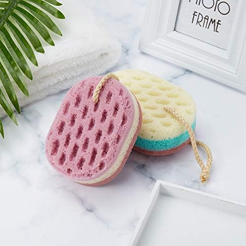 Boao 5 Pieces Soft Bath Sponge Shower Natural Gentle Soothing Body Fiber Exfoliating Shower Sponge Wash Bouquet for Women Men, Random Color(Attractive Color)