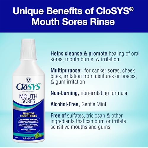 CloSYS Mouth Sore Mouthwash Cleanses and Heals Oral Sores and Canker Sores in Mouth Alcohol-Free Hydrogen Peroxide Mouthwash Non-Burning and Non-Irritating 16 oz