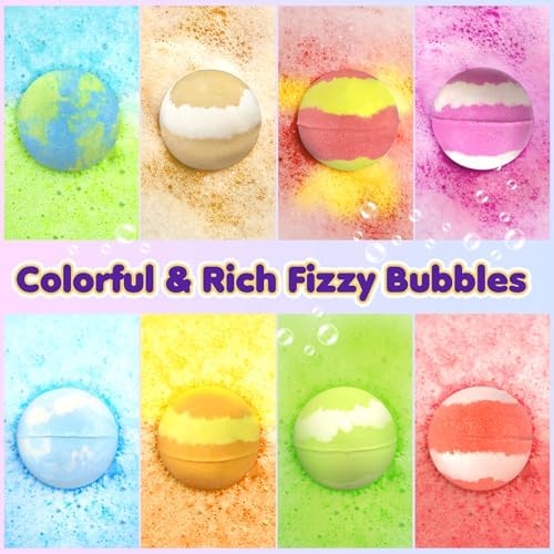 Bath Bombs for Kids with Toys Inside, 8 Light up Bath Bomb of Solar System Set, Planet Bath Bomb with Surprise Inside, Kid-Friendly Bubble Bath Fizzies Gifts for Boys Girls