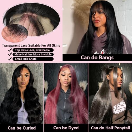30 Inch 13x6 Lace Front Wigs Human Hair 200 Density Straight HD Lace Front Wigs Human Hair Pre Plucked with Baby Hair Glueless Wig Virgin Human Hair Lace Front Wigs for Women