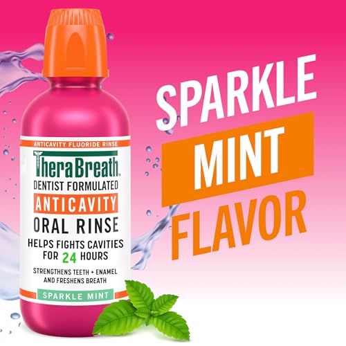 TheraBreath Anticavity Fluoride Mouthwash, Sparkle Mint, Dentist Formulated, 16 Fl Oz (2-Pack).