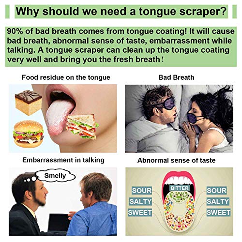 2 pcs Tongue Scraper Cleaner, Moosec Bad Breath Treament Get Rid of White Tongue, 100% BPA Free - Pink&Green…