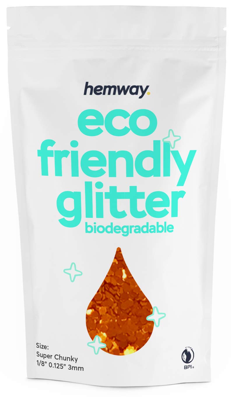 Hemway Biodegradable Glitter Eco Friendly - 100g/3.5oz Bio Cosmetic Safe Sparkle Vegan for Face Eyeshadow Body Hair Festival Makeup Craft - Super Chunky (1/8" 0.125" 3mm) - Copper