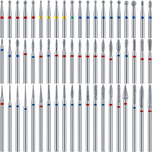 60 Pieces Diamond Nail Drill Bit Set Electric Cuticle Cleaner 3/32 Ceramic Nail Drill for Acrylic Manicure Pedicure Home Salon Use