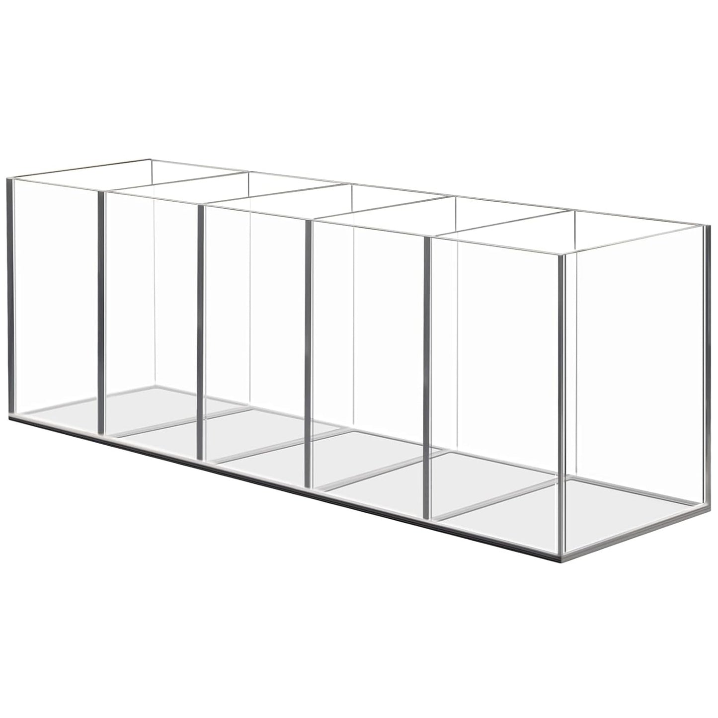 Acrylic Pen Pencil Holder, Transparent Makeup Brush Holder Organizer, Clear Pen Pot, 5 Compartments Desk Organizer, Desktop Stationery Storage for Office, Classroom, School Supplies, Vanity