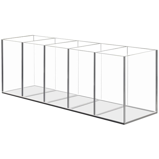 Acrylic Pen Pencil Holder, Transparent Makeup Brush Holder Organizer, Clear Pen Pot, 5 Compartments Desk Organizer, Desktop Stationery Storage for Office, Classroom, School Supplies, Vanity