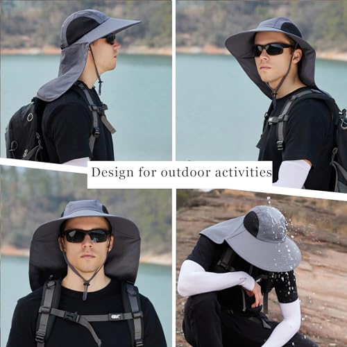 Sun Hat for Men Women with Neck Flap,UPF 50+ UV Protective Hiking Fishing Hats,Wide Brim Sun Hat for Women&Men …