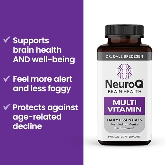 LifeSeasons NeuroQ Daily Essentials Multivitamin - Fortified Mental Performance & Overall Wellness - Improve Memory & Focus - B-Complex, Vitamin D, Folate, CoQ10, Pantothenic Acid & More - 60 Capsules