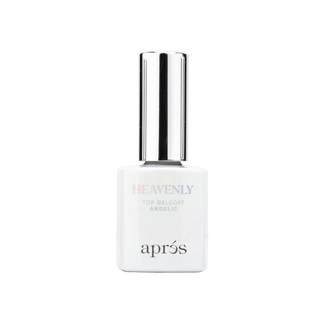 Apres Heavenly Top Gelcoat, 15 ml Non-Wipe Nail Gel Polish Top Coat, Shimmery Long Lasting Topcoat (Angelic, 15 ml)