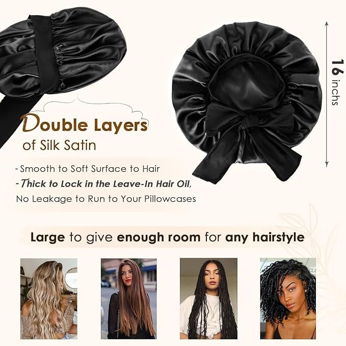 Silk Bonnet for Sleeping | Double Layer Satin Lined | Purple Hair Protection