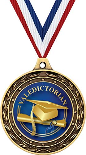 Graduation Gold Duo Medal, 3" Graduate Valedictorian Prizes, Kids Valedictorian Trophy Medal Awards 5 Pack Prime