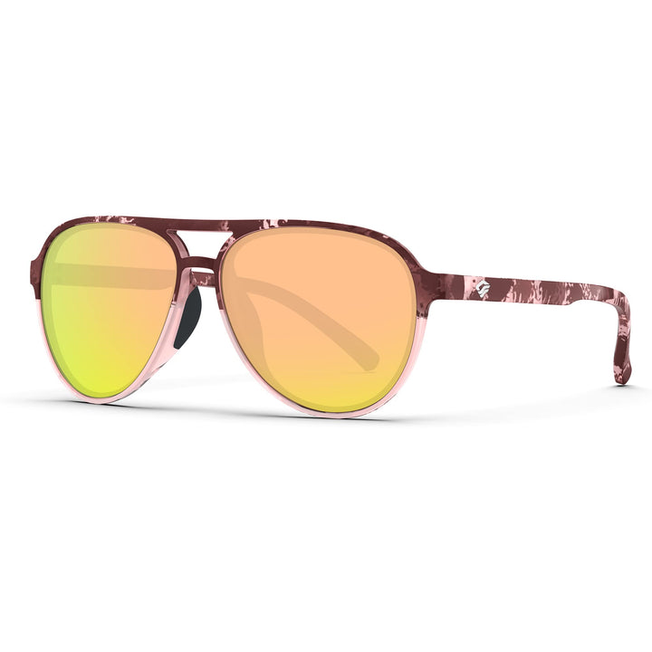 TOREGE Aviator Sunglasses Polarized Sunglasses for Men Women, Sports Sun Glasses UV400 Protection Fishing Boating Beach Golf Driving TR75(Matte Crystal Peach Black Tortois&Champagne Lens C14)