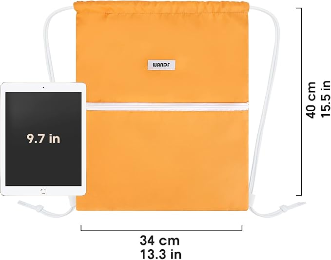 WANDF Drawstring Backpack String Bag Sackpack Cinch Water Resistant Nylon for Sport Yoga Gym Shopping (Orange)