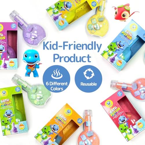 Bath Toys for Kids Potion, SWCANDY 6 Pack Bath Bombs Fun Time Bathtub Colorful Bubble Foam Boys Girls with Indoor Outdoor Scientific Soap Magical Nontoxic Fizzes Eruption Age 4-8 Years Old Toddler