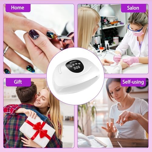 320W LED Nail Lamp,UV Nail Dryer for Dual Hands Gel Polish, 4 Timers 72Pcs Lamp Beads UV Nail Lamp Professional Nail Dryer Light, Automatic Sensor for Fingernail and Toenail