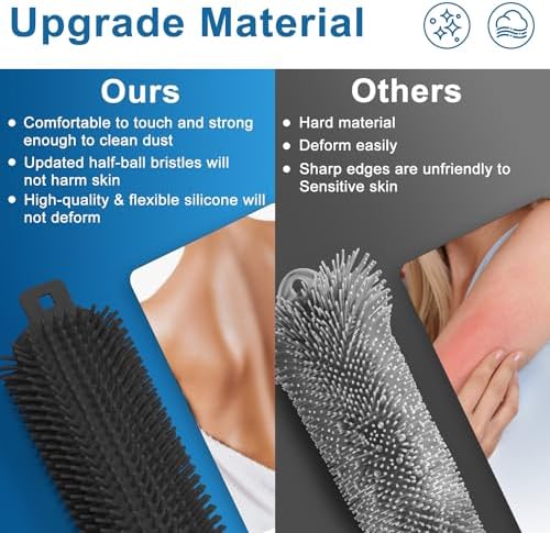 Back Scrubber for Shower Wall, Hands-Free Shower Foot & Back Scrubber with Large Suction Cups Massage Pad, L (Black)