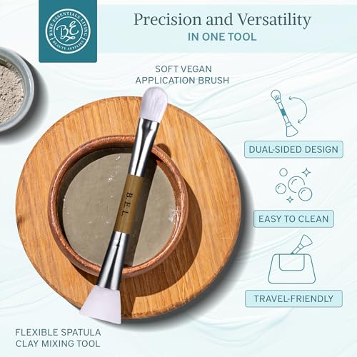 Bare Essentials Living Clay Face Mask Brush (3 Pack, Bamboo) Dual Soft Silicone Face Mask Applicator Brush Tool, Great Facial Essentials, Moisturizer Applicator & Skincare Brush for Facials