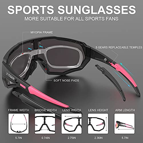 X-TIGER Polarized Sports Sunglasses with 5 Interchangeable Lenses,Mens Womens Cycling Bike Glasses,Baseball Running Fishing Golf Driving Sunglasses