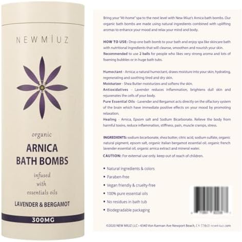 Arnica Bubble Bath Bombs Lavender Bergamot Essential Oils Luxurious Mega Foaming Bath Bombs for Dry Skin Nourishment Moisturizing Blissful Bath Gift