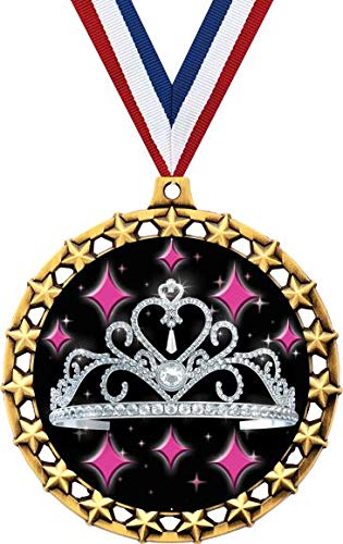 Crown Awards Beauty Queen Medal, 2 1/2" Galaxy Star Princess Tiara Pageant Medals, Great Beauty 5 Pack Prime