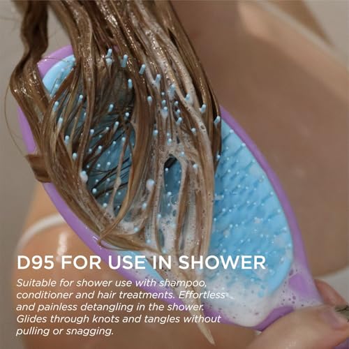 Denman Wet Detangler Shower Hairbrush for Detangling All Hair Types for Women, Kids and Men - Wet Hairbrush for Everyone – D95