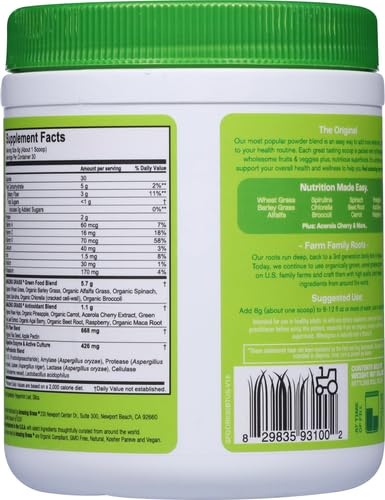 Bundle of Amazing Grass Greens Superfood Powder: Greens Powder with Digestive Enzymes & Probiotics, Organic Spirulina, Chlorella, and Beet Root Powder, Original, 30 Servings (60 Total Servings)